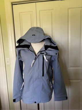 DOPE Light Blue Ski Snow Jacket with Black Accents